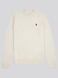 Mens Lightweight Crew Neck Jumper in Birch Marl