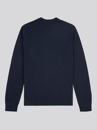 Mens Lightweight Crew Neck Jumper in Dark Sapphire Navy / Haute Red DHM