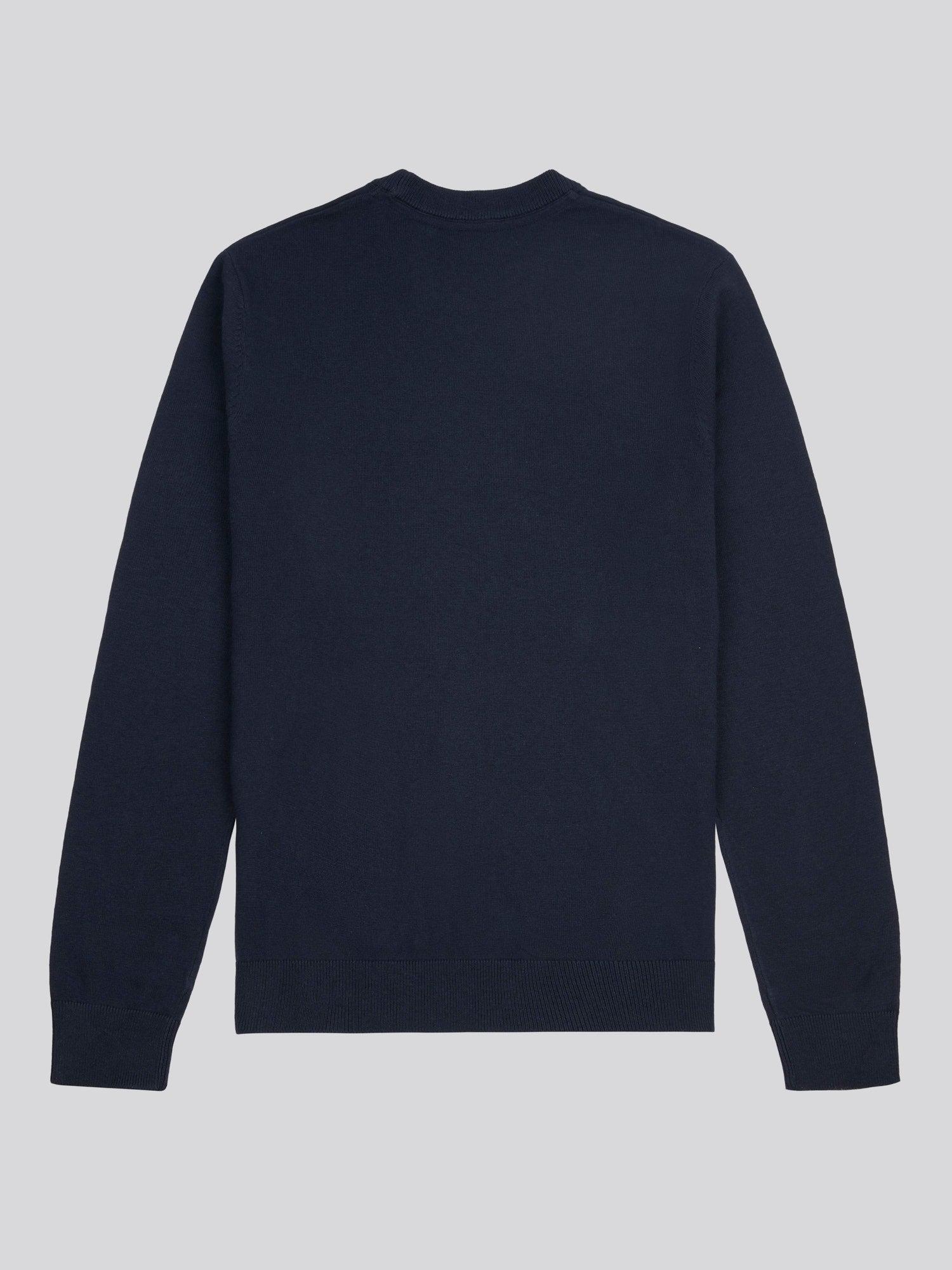 Mens Lightweight Crew Neck Jumper in Dark Sapphire Navy / Haute Red DHM