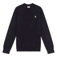 Mens Lightweight Crew Neck Jumper in Black Bright White DHM