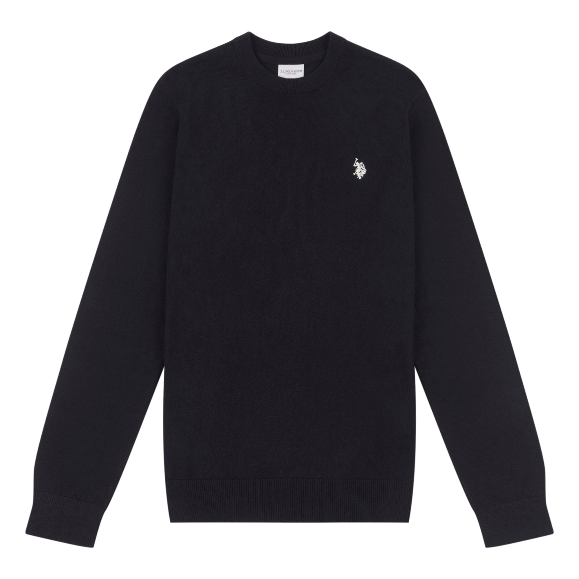 Mens Lightweight Crew Neck Jumper in Black Bright White DHM