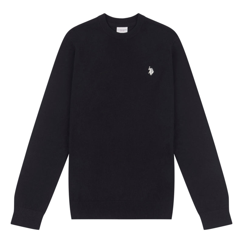 Mens Lightweight Crew Neck Jumper in Black Bright White DHM