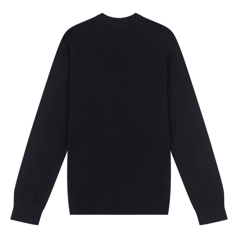 Mens Lightweight Crew Neck Jumper in Black Bright White DHM