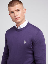 Mens Lightweight Crew Neck Jumper in Purple Plumeria