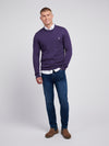 Mens Lightweight Crew Neck Jumper in Purple Plumeria