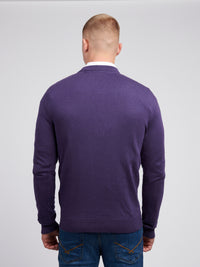 Mens Lightweight Crew Neck Jumper in Purple Plumeria