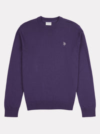 Mens Lightweight Crew Neck Jumper in Purple Plumeria