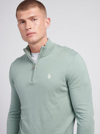 Mens Funnel Neck 1/4 Zip Jumper in Chinois Green