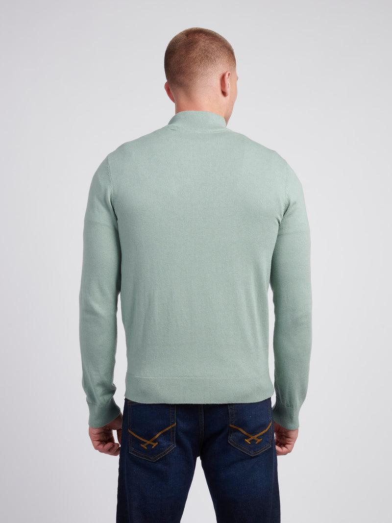 Mens Funnel Neck 1/4 Zip Jumper in Chinois Green