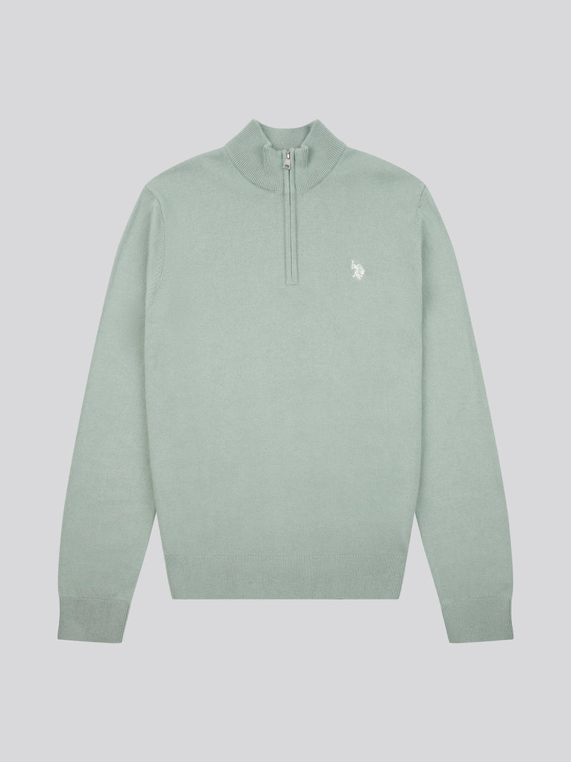 Mens Funnel Neck 1/4 Zip Jumper in Chinois Green