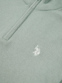 Mens Funnel Neck 1/4 Zip Jumper in Chinois Green