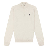 Mens Funnel Neck 1/4 Zip Jumper in Birch Marl