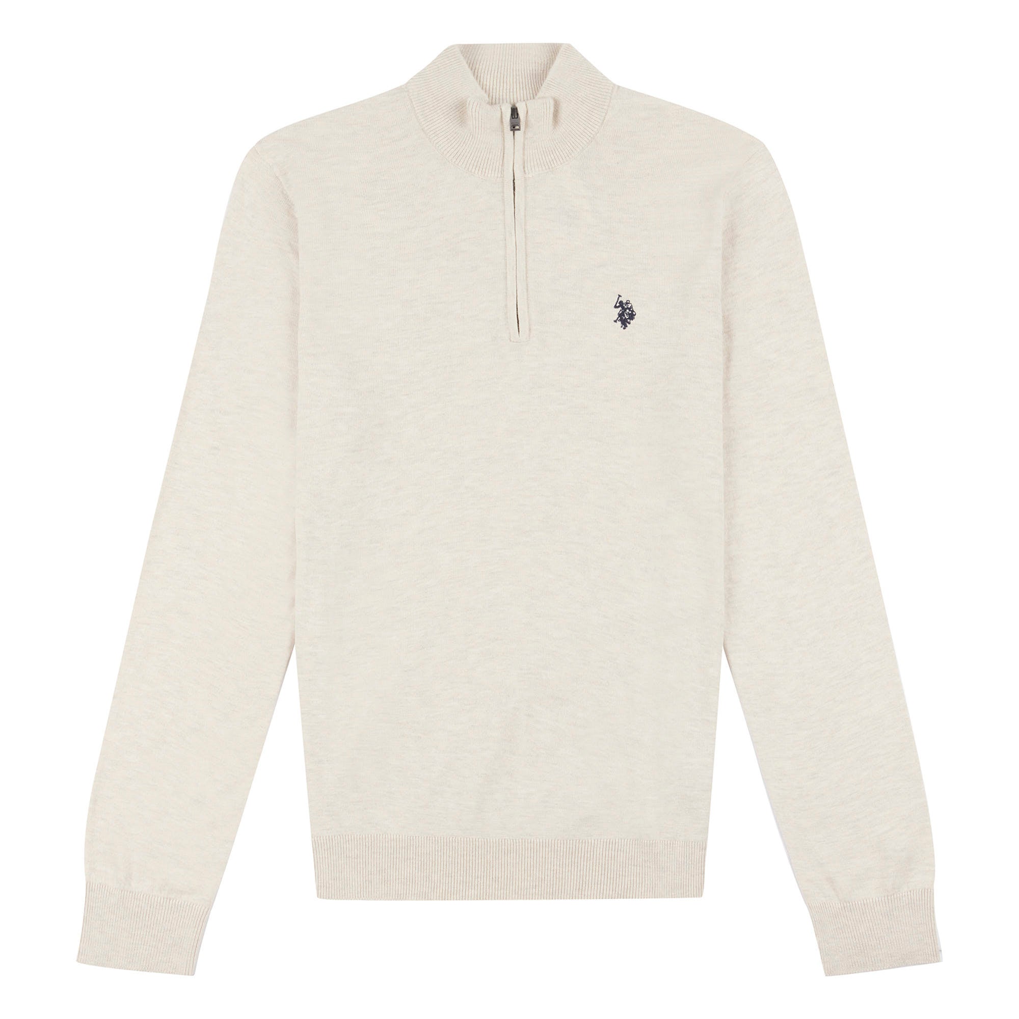 Mens Funnel Neck 1/4 Zip Jumper in Birch Marl