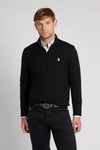 Mens Funnel Neck 1/4 Zip Jumper in Black Bright White DHM