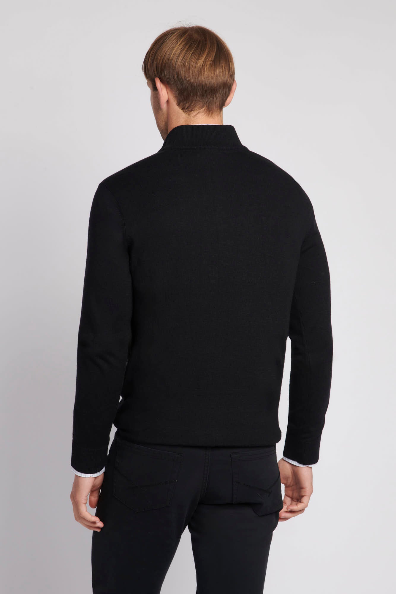 Mens Funnel Neck 1/4 Zip Jumper in Black Bright White DHM