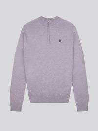 Mens Funnel Neck 1/4 Zip Jumper in Dusk