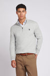 Mens Funnel Neck 1/4 Zip Jumper in Mid Grey Marl