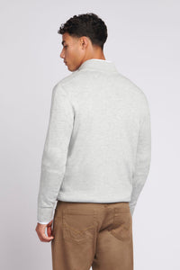 Mens Funnel Neck 1/4 Zip Jumper in Mid Grey Marl