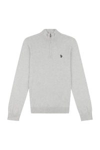 Mens Funnel Neck 1/4 Zip Jumper in Mid Grey Marl