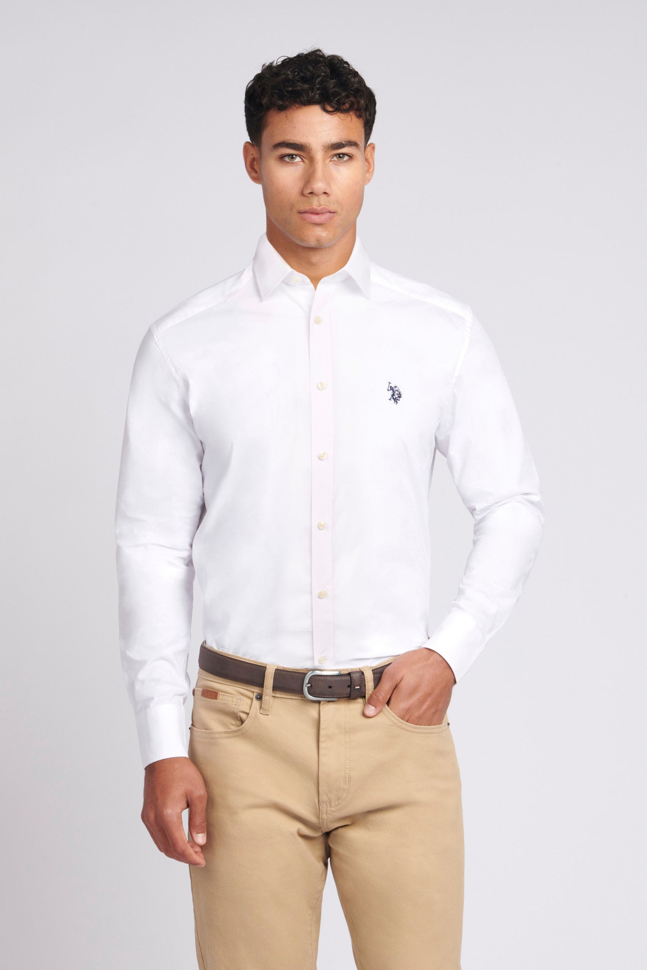 Mens Plain Poplin Shirt in White