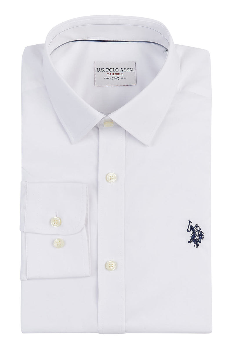 Mens Plain Poplin Shirt in White