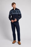 Mens Quarter Zip Fair Isle Sweatshirt in Navy Blue