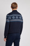 Mens Quarter Zip Fair Isle Sweatshirt in Navy Blue