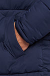 Mens Longline Puffer Coat in Navy Blue