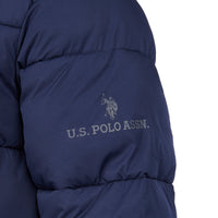 Mens Longline Puffer Coat in Navy Blue