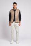 Mens Lightweight Quilted Gilet in Greige / Navy Blazer