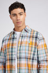 Mens Linen Blend Check Shirt in Cashmere Blue