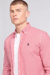 Mens Gingham Poplin Shirt in Haute Red