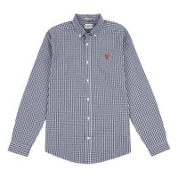 Mens Gingham Poplin Shirt in Dark Sapphire Navy