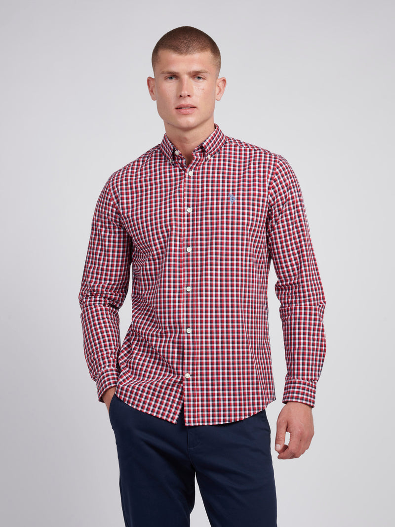 Mens Gingham Poplin Shirt in Multi