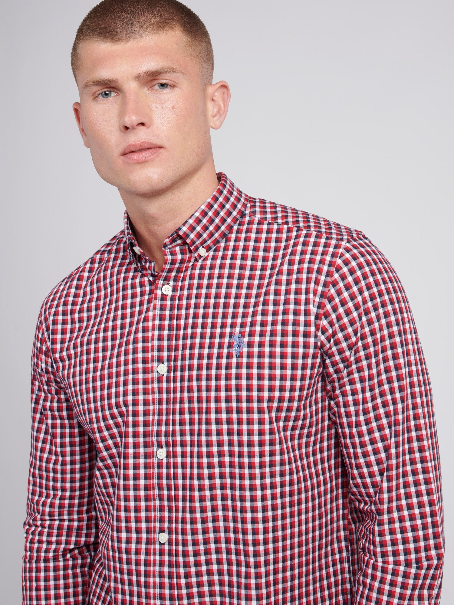 Mens Gingham Poplin Shirt in Multi