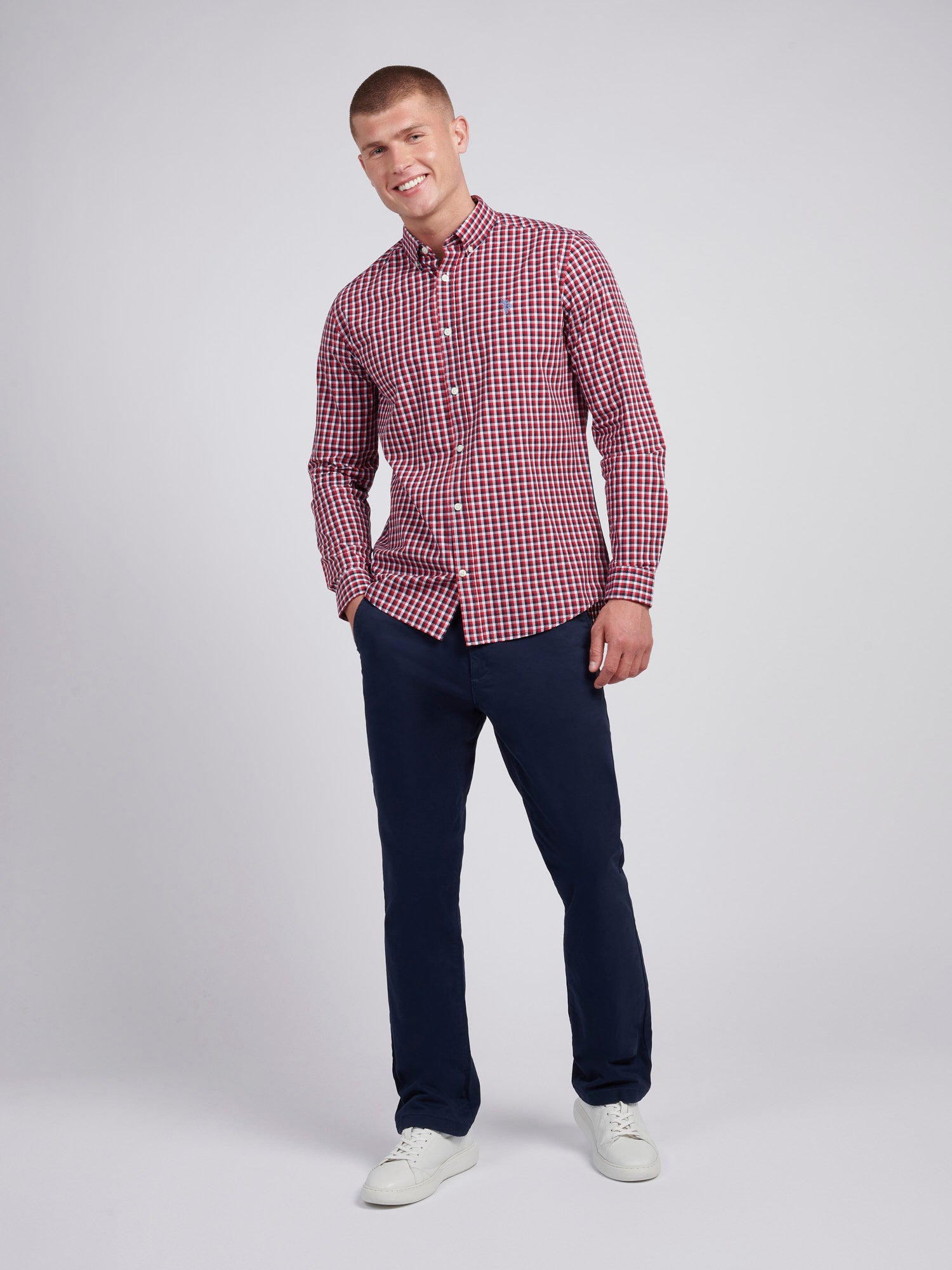 Mens Gingham Poplin Shirt in Multi