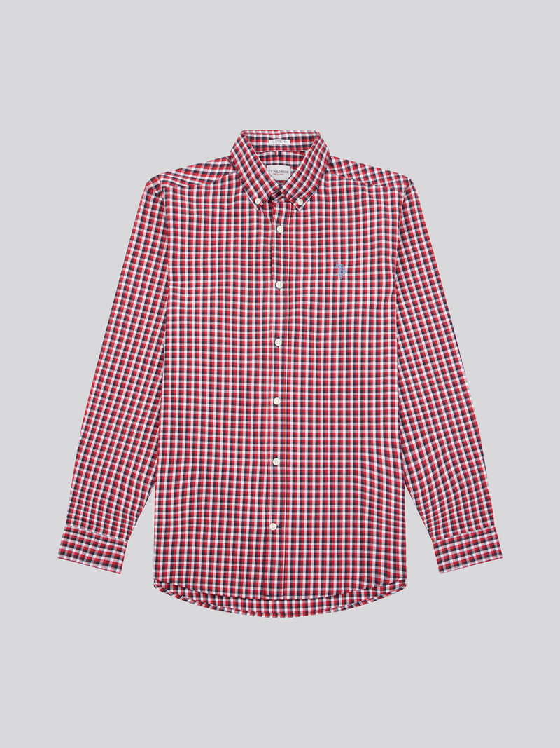 Mens Gingham Poplin Shirt in Multi