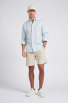 Mens Linen Blend Shirt in Ice Blue