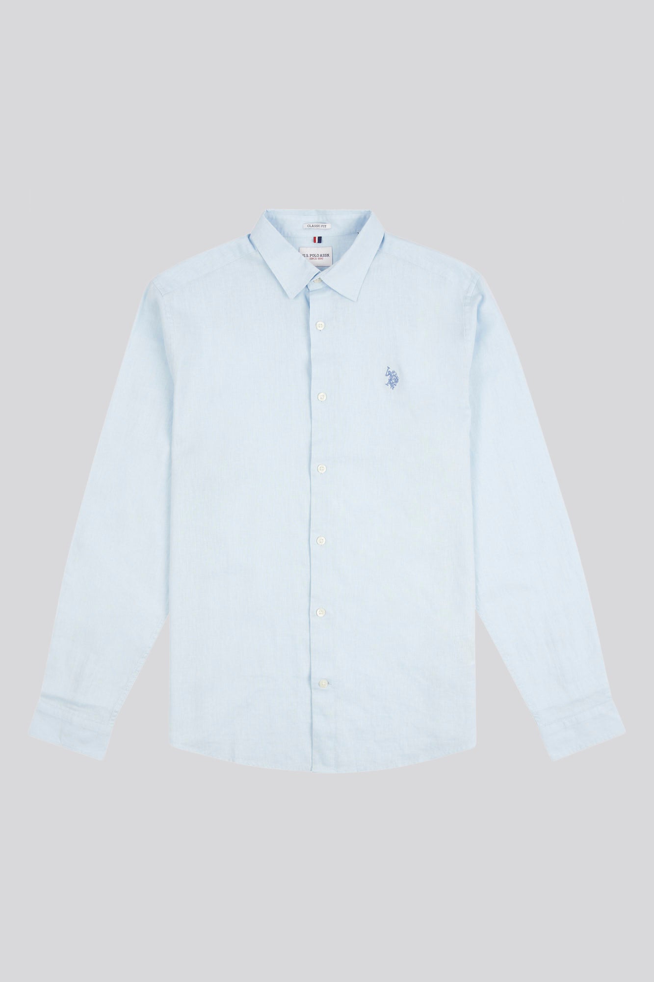 Mens Linen Blend Shirt in Ice Blue