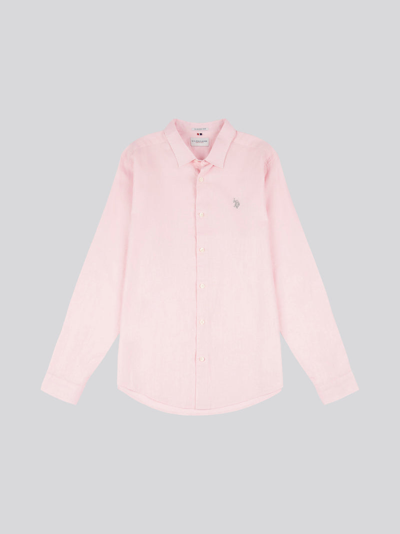 Mens Linen Blend Shirt in Pink a Boo