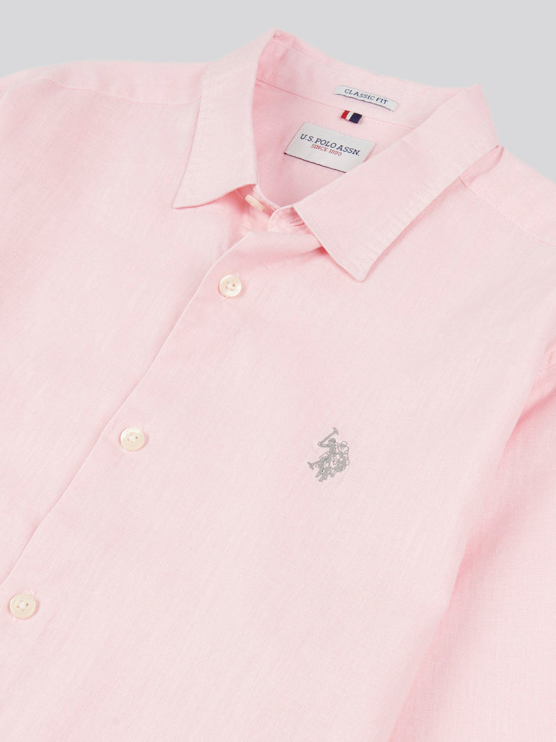 Mens Linen Blend Shirt in Pink a Boo