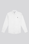 Mens Stretch Cotton Poplin Shirt in White / Dark Sapphire Navy DHM