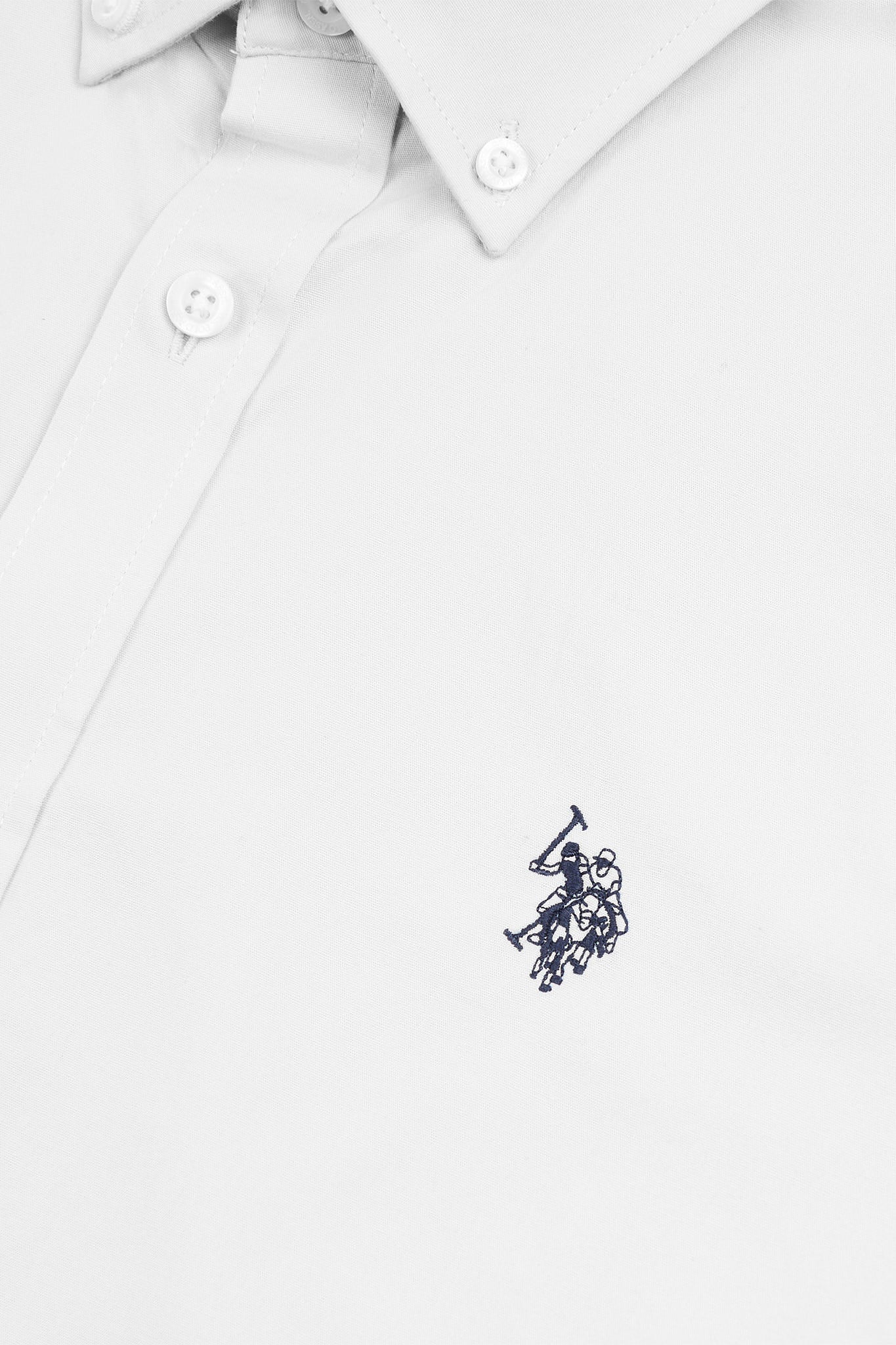 Mens Stretch Cotton Poplin Shirt in White / Dark Sapphire Navy DHM