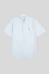 Mens Linen Blend Short Sleeve Shirt in Ice Blue