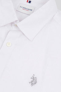 Mens Linen Blend Short Sleeve Shirt in White / Harbour Mist DHM