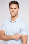 Mens Regular Fit Texture Short Sleeve Shirt in Chambray Blue