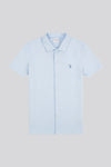 Mens Regular Fit Texture Short Sleeve Shirt in Chambray Blue