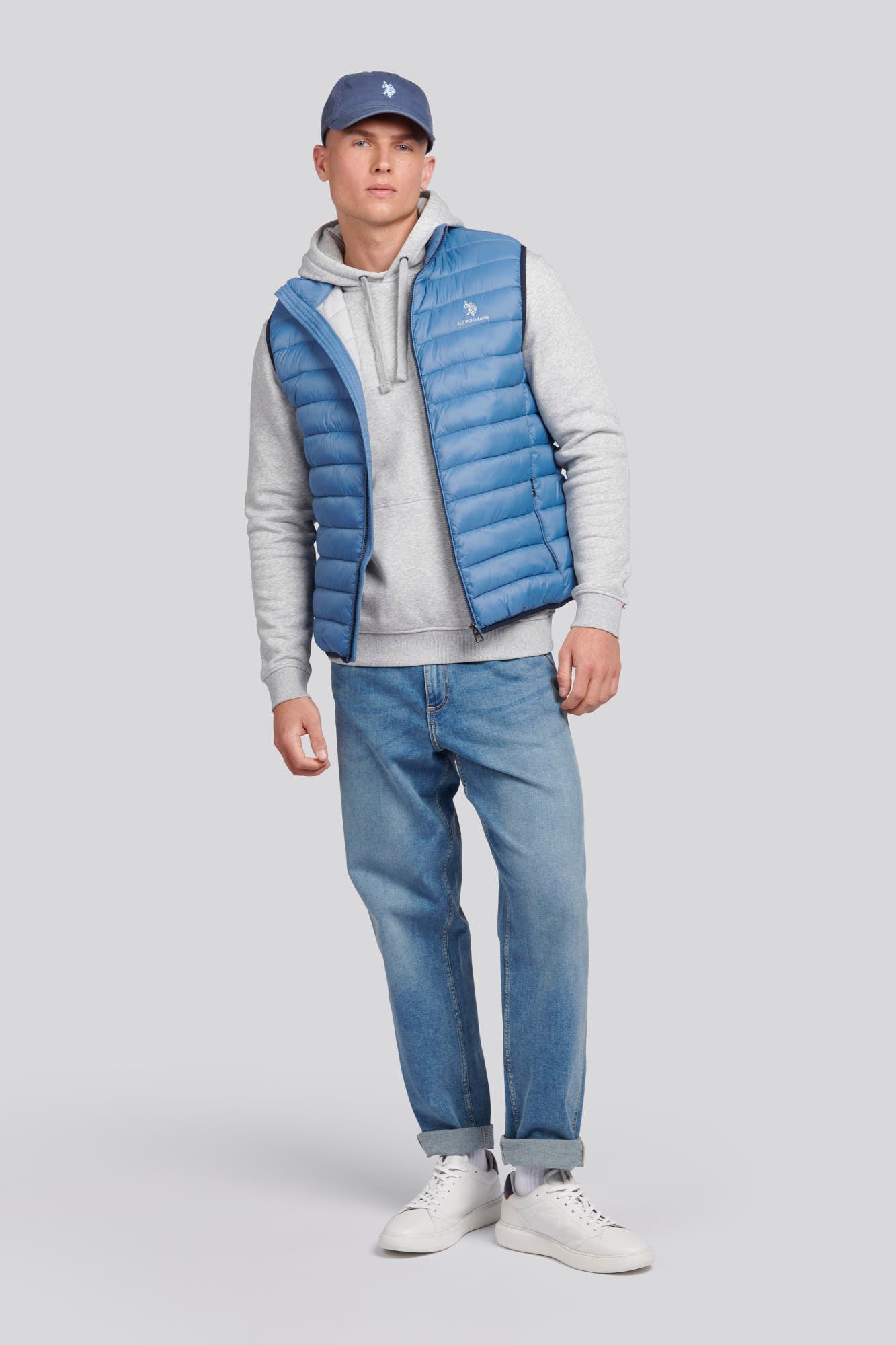 Mens Bound Quilted Gilet in Blue Horizon