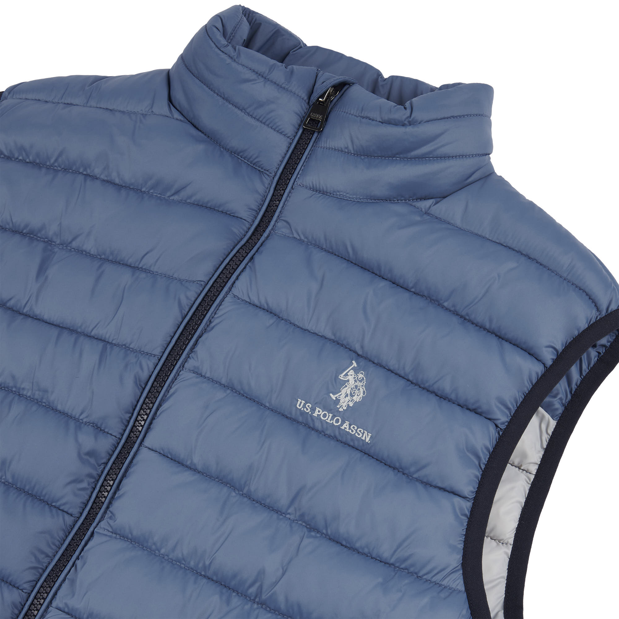 Mens Bound Quilted Gilet in Blue Horizon