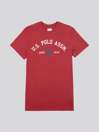 Mens Signature Arch Print T-Shirt in Tibetan Red